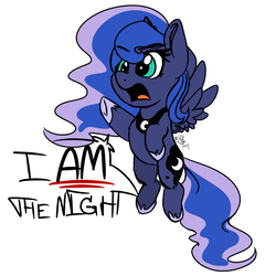 Size: 2000x2000 | Tagged: safe, artist:binkyt11, derpibooru exclusive, princess luna, alicorn, pony, g4, chibi, female, high res, i am the night, mare, simple background, solo, white background, yelling