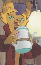 Size: 743x1173 | Tagged: safe, capper dapperpaws, abyssinian, anthro, g4, my little pony: the movie, bedroom eyes, cropped, cup, lidded eyes, looking at you, male, seductive, seductive look, sexy, smiling, stupid sexy capper, talking, teacup