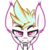 Size: 512x515 | Tagged: safe, artist:ralek, oc, oc only, oc:passel, original species, pony, sabertooth pony, derpibooru, .svg available, bust, colored pupils, derpibooru badge, fangs, looking at you, meta, runny nose, simple background, smiling, solo, svg, transparent background, vector