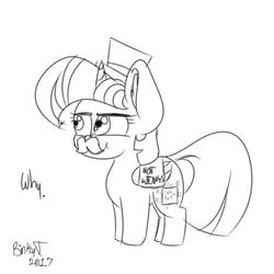 Size: 2000x2000 | Tagged: safe, artist:binkyt11, derpibooru exclusive, twilight sparkle, alicorn, pony, g4, black and white, chibi, fake cutie mark, fake moustache, grayscale, hat, high res, monochrome, not twilight sparkle, op didn't even try, paper-thin disguise, sketch, top hat, twilight sparkle (alicorn), wat, why