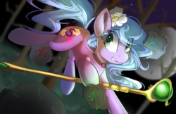 Size: 5100x3300 | Tagged: safe, artist:beardie, oc, oc only, oc:liatris blossomheart, earth pony, pony, commission, rune magic, runes, solo, staff