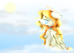 Size: 1600x1152 | Tagged: safe, artist:purediamond360, oc, oc only, angel, pegasus, pony, cloud, crying, female, halo, mare, solo