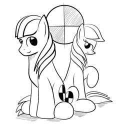 Size: 1000x1000 | Tagged: safe, artist:truffle shine, oc, oc only, oc:cordyceps sparkle, oc:truffle shine, earth pony, pony, cutie mark, duo, facing away, female, lineart, male, mare, rule 63, simple background, sketch, stallion, transparent background, truffle shine's sketch series