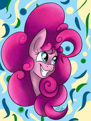 Size: 1200x1600 | Tagged: safe, artist:surprisehouse3338, pinkie pie, earth pony, pony, g4, bust, female, portrait, smiling, solo