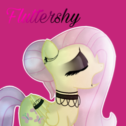 Size: 1773x1773 | Tagged: safe, fluttershy, pegasus, pony, g4, eyeshadow, female, goth, jewelry, makeup, mare, necklace, open mouth, solo, wings