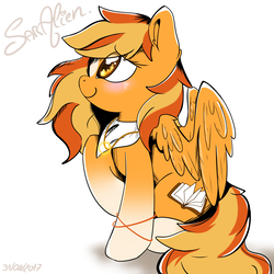 Size: 2000x2000 | Tagged: safe, artist:saralien, oc, oc only, oc:serenity, pegasus, pony, blushing, cute, high res