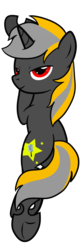Size: 5907x17717 | Tagged: safe, artist:mimicproductions, oc, oc only, oc:optic t-bone, changeling, pony, unicorn, absurd resolution, body pillow, body pillow design, changeling hooves, changeling oc, cutie mark, gray coat, half-closed eyes, lidded eyes, looking at you, looking back, looking back at you, lying, red eyes, seductive look, smiling, solo, yellow changeling
