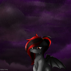 Size: 3711x3700 | Tagged: safe, artist:kourma, oc, oc only, oc:tomoko tanue, bat pony, pony, fallout equestria, crying, female, high res, mare, night, solo