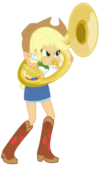 Size: 1024x1734 | Tagged: safe, artist:discorded-joker, artist:haleyc4629, edit, applejack, equestria girls, g4, determined, facing the right way, female, musical instrument, playing instrument, simple background, solo, sousaphone, transparent background, tuba, tubajack, vector