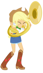 Size: 687x1163 | Tagged: safe, artist:discorded-joker, artist:haleyc4629, edit, applejack, equestria girls, g4, female, musical instrument, playing hard, playing instrument, simple background, solo, sousaphone, transparent background, tuba, tubajack, vector