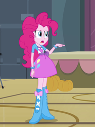 Size: 1536x2048 | Tagged: safe, screencap, pinkie pie, equestria girls, g4, my little pony equestria girls, female, open mouth, pointing, pumpkin, solo