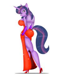 Size: 2550x3300 | Tagged: safe, artist:odiz, twilight sparkle, alicorn, anthro, plantigrade anthro, g4, big breasts, breasts, busty twilight sparkle, clothes, cosplay, costume, crossover, dress, female, high res, huge breasts, implied tail hole, jessica rabbit, jessica rabbit dress, parody, red dress, red shoes, side slit, simple background, solo, tail, transparent background, twilight sparkle (alicorn), who framed roger rabbit