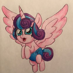 Size: 2324x2311 | Tagged: safe, artist:bozzerkazooers, princess flurry heart, pony, g4, baby, diaper, female, high res, solo, traditional art
