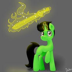Size: 2000x2000 | Tagged: safe, artist:chikiz65, oc, oc only, oc:agus28, pony, unicorn, colored, full body, gradient background, high res, magic, shading, signature, solo