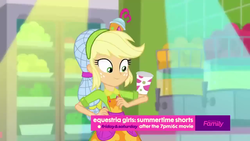 Size: 1280x720 | Tagged: safe, applejack, equestria girls, g4, my little pony equestria girls: summertime shorts, shake things up!, apron, clothes, cup, female, hairnet, solo