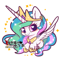 Size: 1200x1200 | Tagged: safe, artist:snow angel, princess celestia, alicorn, pony, chibi, chinese, crown, cute, cutelestia, female, heart eyes, jewelry, looking at you, mare, regalia, simple background, smiling, snow angel is trying to murder us, solo, transparent background, wingding eyes