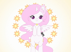 Size: 660x480 | Tagged: safe, artist:jdan-s, princess celestia, pony, animated, bell, bell collar, bipedal, cat ears, cewestia, collar, cute, cutelestia, dancing, female, filly, looking at you, nyan cat, pink-mane celestia, smiling, solo, sound, spread wings, standing, webm, wings, younger