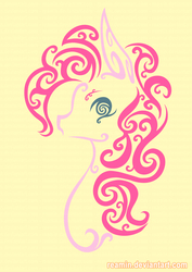 Size: 2066x2923 | Tagged: safe, artist:reamin, pinkie pie, earth pony, pony, g4, bust, female, high res, lineart, mare, portrait, simple background, solo, tattoo design, yellow background