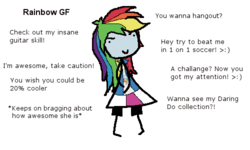 Size: 500x300 | Tagged: safe, artist:m48patton, rainbow dash, equestria girls, g4, ideal gf, implied daring do, implied soccer, meme, narcissism