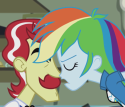Size: 840x720 | Tagged: safe, screencap, flam, rainbow dash, a case for the bass, equestria girls, g4, my little pony equestria girls: rainbow rocks, cropped, out of context