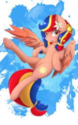 Size: 1200x1920 | Tagged: safe, artist:laptop-pone, oc, oc only, oc:pearl shine, pegasus, pony, female, looking at you, mare, mascot, philippines, smiling, solo, underhoof