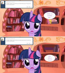 Size: 1280x1444 | Tagged: safe, artist:hakunohamikage, twilight sparkle, alicorn, pony, ask-princesssparkle, g4, ask, female, golden oaks library, solo, tumblr, twilight sparkle (alicorn)