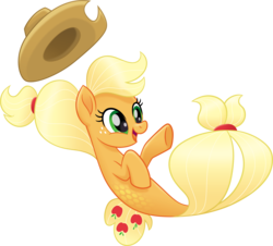 Size: 6609x5981 | Tagged: safe, applejack, seapony (g4), g4, my little pony: the movie, absurd resolution, female, sea ponies, seaponified, seapony applejack, simple background, solo, species swap, transparent background