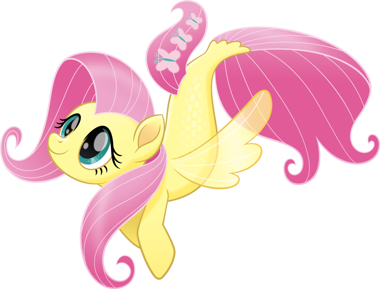 1502611 Safe Fluttershy Seapony G4 My Little Pony The Movie Absurd Resolution Female Sea Ponies Seaponified Seapony Fluttershy Simple Background Solo Species Swap Transparent Background Derpibooru