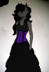 Size: 2445x3546 | Tagged: safe, artist:xaik0x, oc, oc only, oc:ametista blackpetal, anthro, clothes, corset, gothic, high res