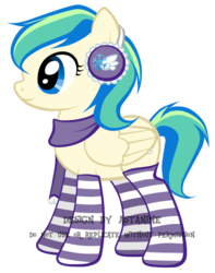 Size: 424x539 | Tagged: safe, artist:petraea, oc, oc only, oc:frost flight, pegasus, pony, clothes, earmuffs, female, mare, simple background, socks, solo, striped socks, transparent background