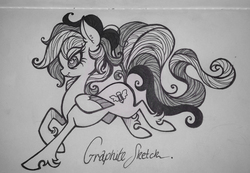 Size: 2940x2040 | Tagged: safe, artist:kez, oc, oc only, oc:graphite sketch, pegasus, pony, female, grayscale, high res, mare, monochrome, piercing, solo, traditional art, unshorn fetlocks