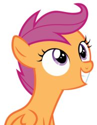 Size: 3000x3864 | Tagged: safe, artist:sollace, scootaloo, pegasus, pony, g4, parental glideance, .svg available, cute, cutealoo, female, filly, foal, folded wings, grin, high res, looking up, show accurate, simple background, smiling, solo, transparent background, vector, wings