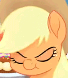 Size: 500x571 | Tagged: safe, screencap, applejack, earth pony, pony, g4, my little pony: the movie, animated, cropped, eyes closed, female, freckles, gif, mare, meme, nose wrinkle, scrunchy face, solo, vibrating, x intensifies