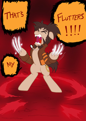 Size: 3000x4234 | Tagged: safe, artist:edcom02, artist:jmkplover, pony, berserker rage, claws, crossover, dog tags, logan, marvel, ponified, solo, wolverine, x-men, yelling