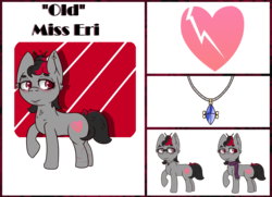 Size: 1800x1300 | Tagged: safe, artist:lazerblues, oc, oc only, oc:miss eri, pony, black and red mane, clothes, collar, cut, glasses, reference sheet, scarf, solo, two toned mane