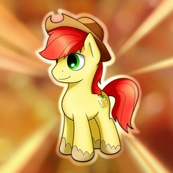 Size: 2550x2550 | Tagged: safe, artist:conniethecasanova, artist:flamevulture17, bright mac, earth pony, pony, g4, the perfect pear, brightabetes, chibi, cowboy hat, cute, hat, high res, male, solo, stallion, stetson