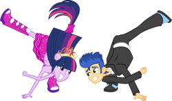 Size: 5121x3001 | Tagged: safe, artist:cloudy glow, flash sentry, twilight sparkle, equestria girls, g4, my little pony equestria girls, big crown thingy, clothes, dancing, female, jewelry, looking at each other, male, ponied up, regalia, ship:flashlight, shipping, simple background, smiling, straight, transparent background, vector