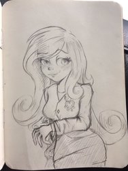 Size: 1536x2048 | Tagged: safe, artist:brightbreezy, artist:itsmebrizy, dean cadance, princess cadance, equestria girls, g4, doodle, drawing, female, grayscale, looking at you, monochrome, photo, solo, traditional art