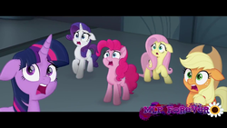 Size: 1280x720 | Tagged: safe, screencap, applejack, fluttershy, pinkie pie, rarity, twilight sparkle, alicorn, pony, g4, my little pony: the movie, surprised, twilight sparkle (alicorn)