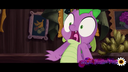 Size: 1280x720 | Tagged: safe, screencap, spike, dragon, g4, my little pony: the movie, male, scared, solo, surprised