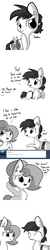 Size: 1650x8250 | Tagged: safe, artist:tjpones, oc, oc only, oc:brownie bun, oc:toolbelt mchomemaker, earth pony, pony, horse wife, ask, chest fluff, comic, dialogue, duo, ear fluff, female, fourth wall, grayscale, hammer, mare, monochrome, ponytail, raised hoof, shrunken pupils, simple background, toolbelt, tumblr, white background, wrench