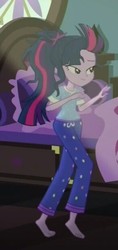 Size: 293x623 | Tagged: safe, screencap, sci-twi, twilight sparkle, equestria girls, g4, monday blues, my little pony equestria girls: summertime shorts, barefoot, clothes, feet, female, pajamas