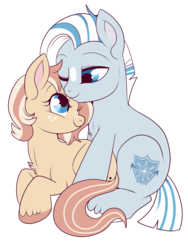Size: 683x907 | Tagged: safe, artist:lulubell, oc, oc only, oc:frost, oc:lulubell, earth pony, pony, unicorn, chibi, female, frostbell, male, mare, nuzzling, oc x oc, shipping, stallion, straight