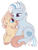 Size: 683x907 | Tagged: safe, artist:lulubell, oc, oc only, oc:frost, oc:lulubell, earth pony, pony, unicorn, chibi, female, frostbell, male, mare, nuzzling, oc x oc, shipping, stallion, straight