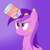 Size: 1600x1600 | Tagged: safe, artist:joey, amethyst star, sparkler, pony, unicorn, g4, annoyed, female, food, gradient background, jar, mare, messy, messy mane, peanut butter, sitting, solo