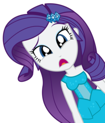 Size: 2122x2463 | Tagged: safe, artist:sketchmcreations, rarity, eqg summertime shorts, equestria girls, g4, make up shake up, bare shoulders, clothes, confused, fall formal outfits, high res, open mouth, raised eyebrow, simple background, slackjawed, sleeveless, solo, transparent background, uhh, vector