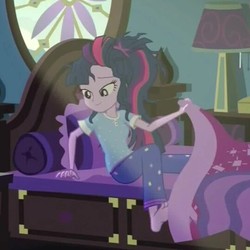 Size: 538x538 | Tagged: safe, screencap, sci-twi, twilight sparkle, eqg summertime shorts, equestria girls, g4, monday blues, barefoot, bed hair, feet, female