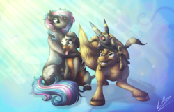 Size: 3735x2420 | Tagged: safe, artist:lupiarts, oc, oc only, oc:obabscribbler, oc:reverb, houndour, pony, umbreon, couple, crossover, cute, funny, high res, love, obaverb, petting, pokémon, romance