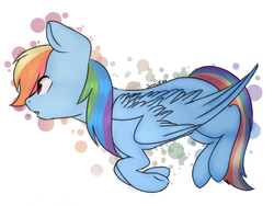 Size: 2048x1536 | Tagged: safe, artist:jenny874, rainbow dash, pony, g4, female, looking at something, looking away, profile, solo, spread wings, wings