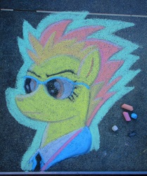 Size: 1927x2303 | Tagged: safe, artist:malte279, spitfire, pony, g4, chalk drawing, irl, photo, solo, traditional art, wonderbolts